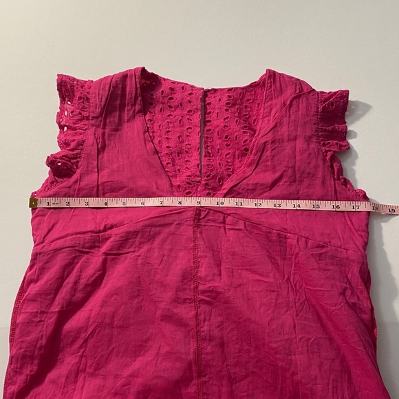 Women’s Fuchsia Cotton Eyelet Pocketed Lined Dress - Picture 5 of 12